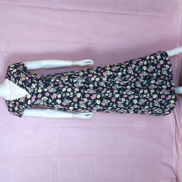 Nasty Gal Cap Sleeve Floral Wrap Maxi Dress in Navy and Pink Floral Print size 2 - Picture 1 of 6